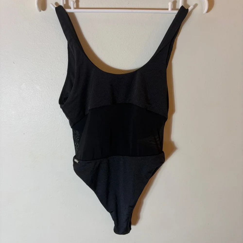 Buffbunny Collection One Piece Swimsuit Womens Small Black Cutout Mesh Swimwear